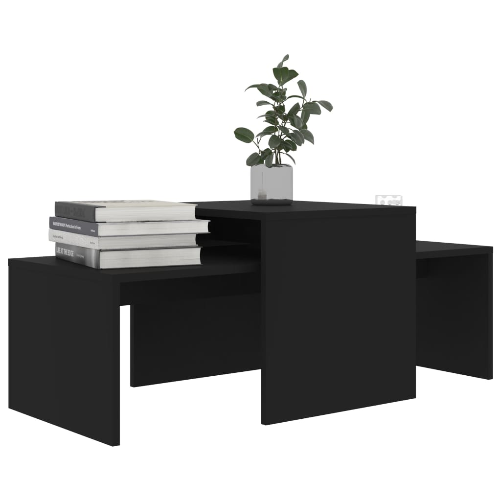 Alt View 2. Boyel Living - 18.9 x 39.4 x 15.7 in Table Black Engineered Wood Medium Stackable Coffee Table - Black.
