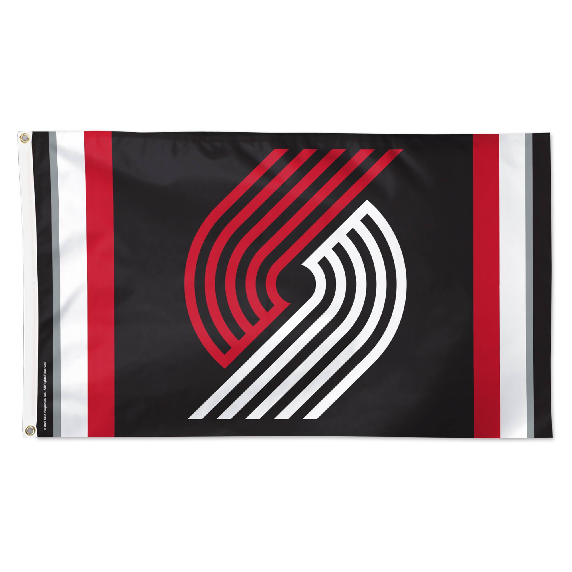 Front. WinCraft - Portland Trail Blazers 3' x 5' Vertical Stripe Deluxe Single-Sided Flag - Multicolor.