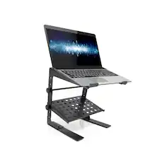 Front. Pyle - Pyle Portable Adjustable Laptop Stand - 6.3 to 10.9 Inch Standing Table Monitor or Computer Desk Workstation Riser - Black.