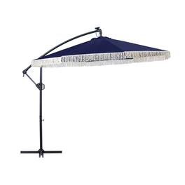 Mondawe - 10ft Patio Offset Hanging Lighted Umbrella with Tassels - Navy