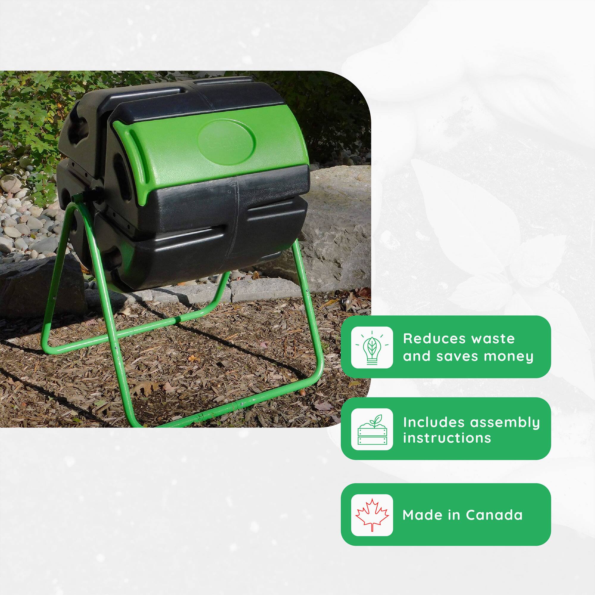 - Reduces waste and saves money
- Includes assembly instructions
- Made in Canada