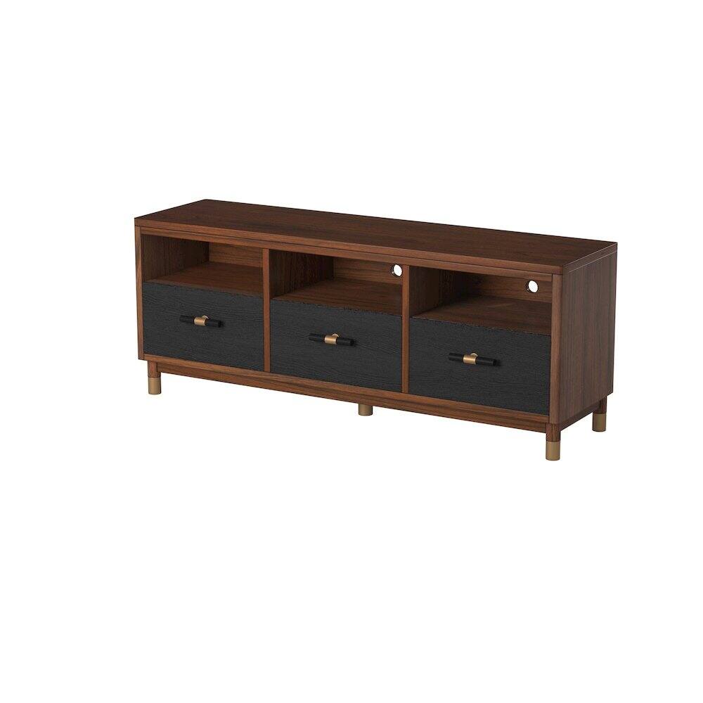 Alt View 4. Alpine Furniture - Belham 3 Drawer TV Console - Black.