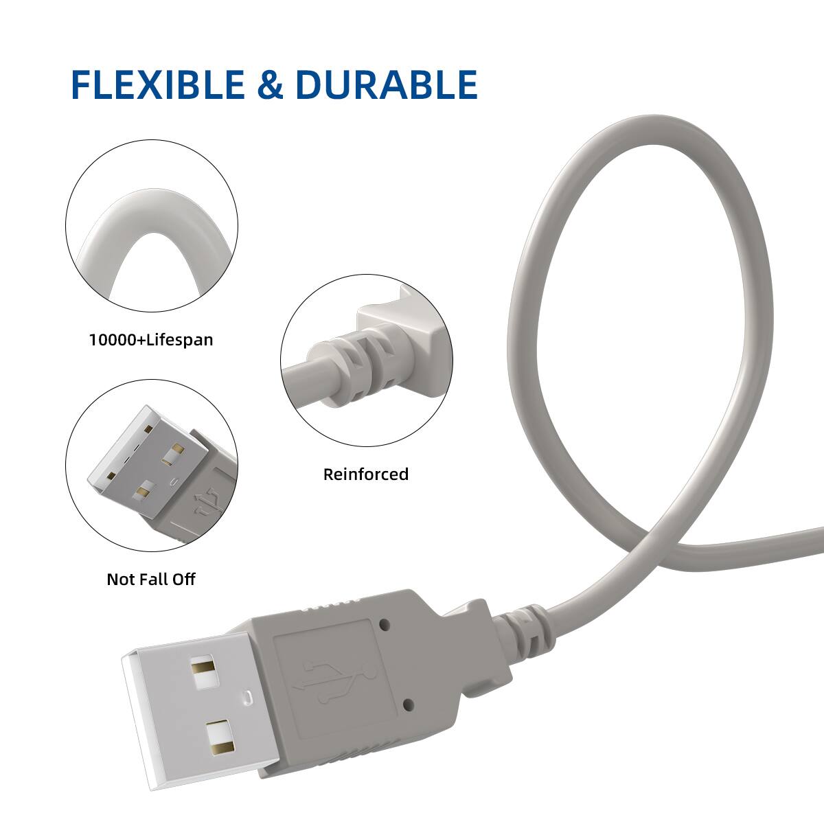 FLEXIBLE & DURABLE

10000+ Lifespan

Reinforced

Not Fall Off