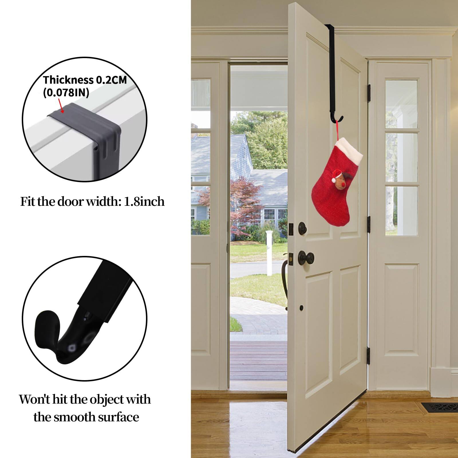 Thickness 0.2CM (0.078IN)  
Fit the door width: 1.8inch  
Won't hit the object with the smooth surface
