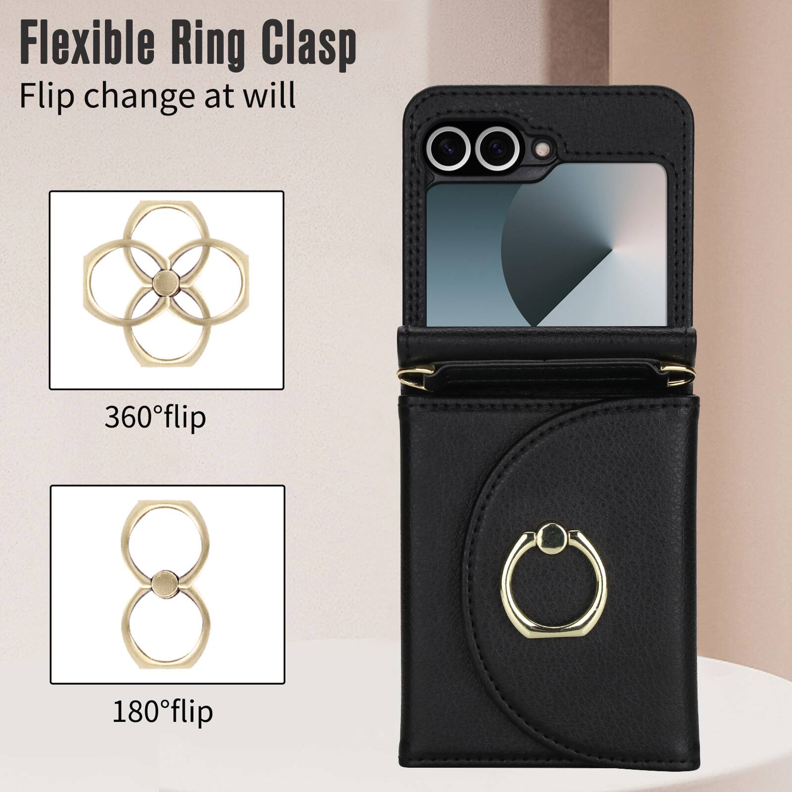 Flexible Ring Clasp  
Flip change at will  
360° flip  
180° flip