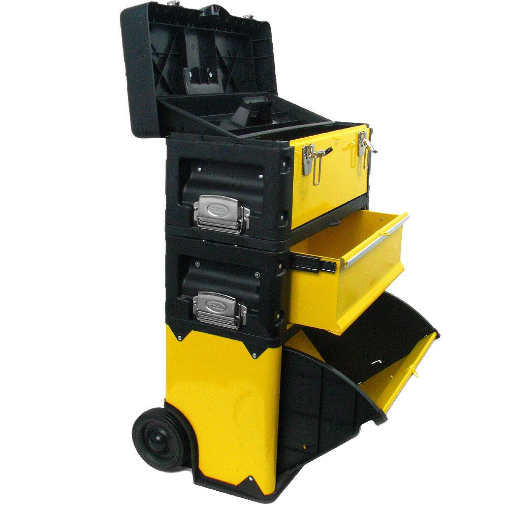 Alt View 1. Stalwart - 3-in-1 Stackable Tool Chest on Wheels - Black/Yellow.