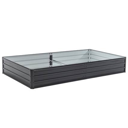 Front. Mondawe - 8x4x1FT Planter Galvanized Raised Garden Beds - Black.