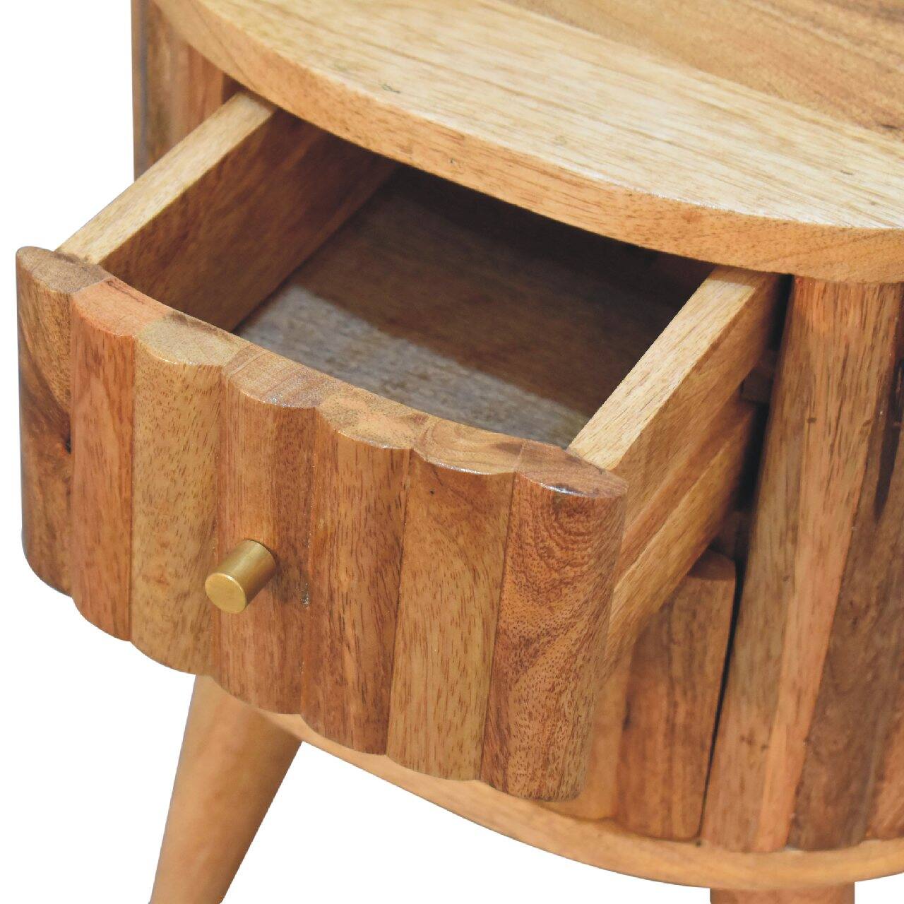 Alt View 2. Artisan Furniture - Artisan Furniture Solid Wood Stripe Nightstand, 2 Drawers, Nordic Legs, Oak - Oak.