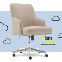 Serta - Leighton Modern Upholstered Home Office Chair with Memory Foam - Light Beige - Woven Fabric - Front_Zoom