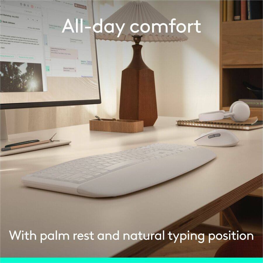 All-day comfort  
With palm rest and natural typing position