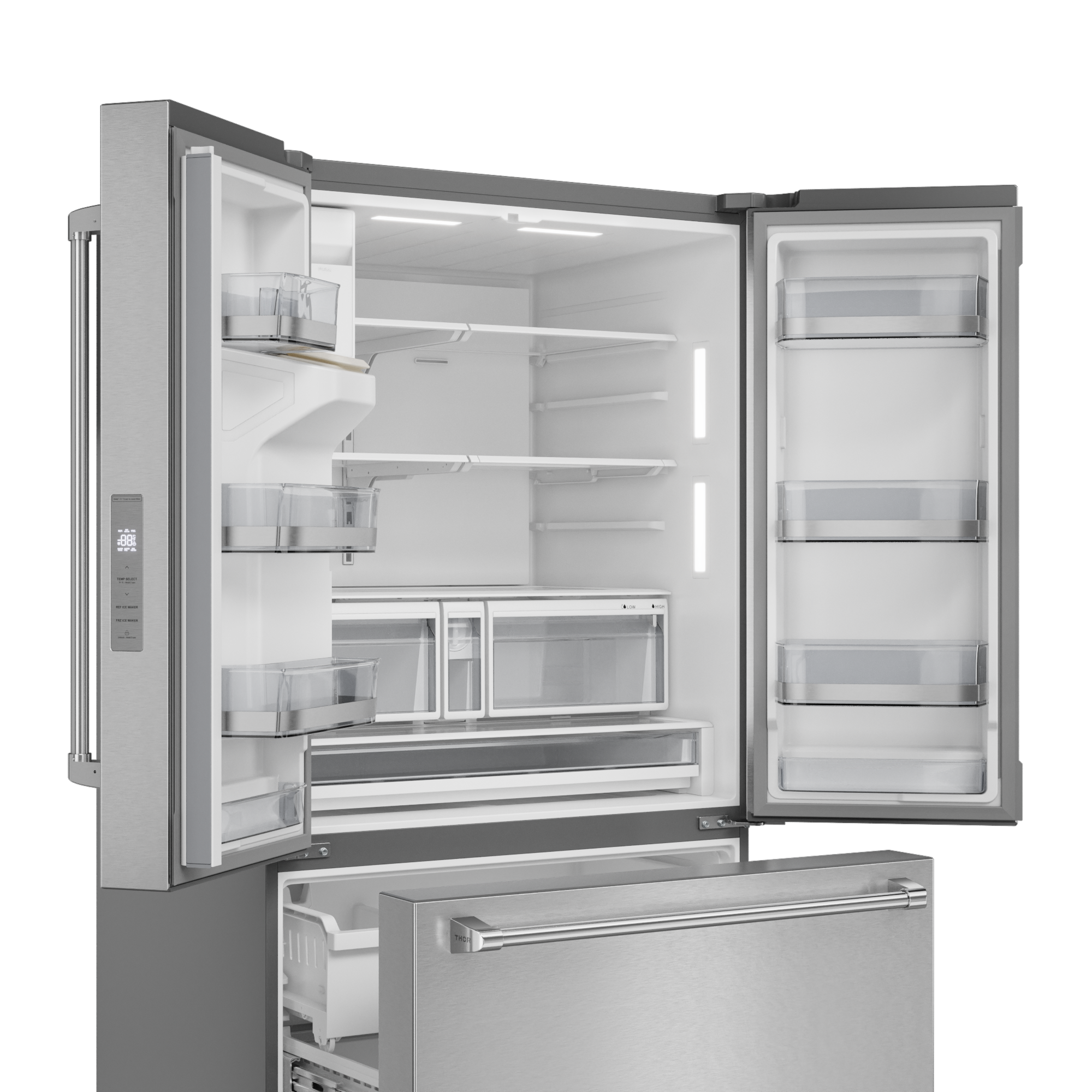 Alt View 2. Thor Kitchen - 28.9 Cu. Ft. Full Depth French Door Refrigerator With Water Dispenser and Dual Ice Maker - Stainless Steel.