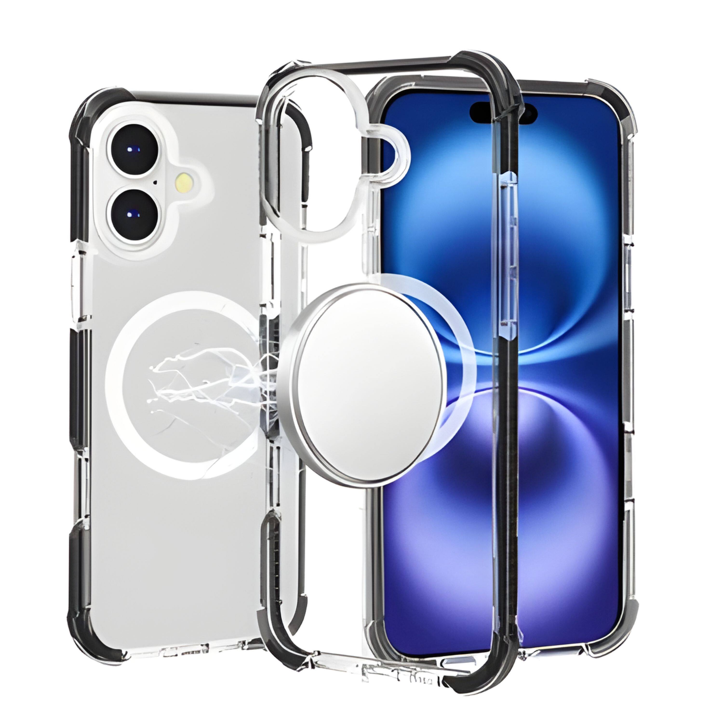 Left. Kitcheniva - Magnetic Circle Acrylic Shockproof Cover Phone Case With Tempered Glass For iPhone 17 Black - 3542034192247.