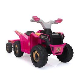 BreeBe - 6V Kids Electric ATV, Toddler Ride on Car with Trailer, Music, Bluetooth and Power Display for Boys and Girls - Rose