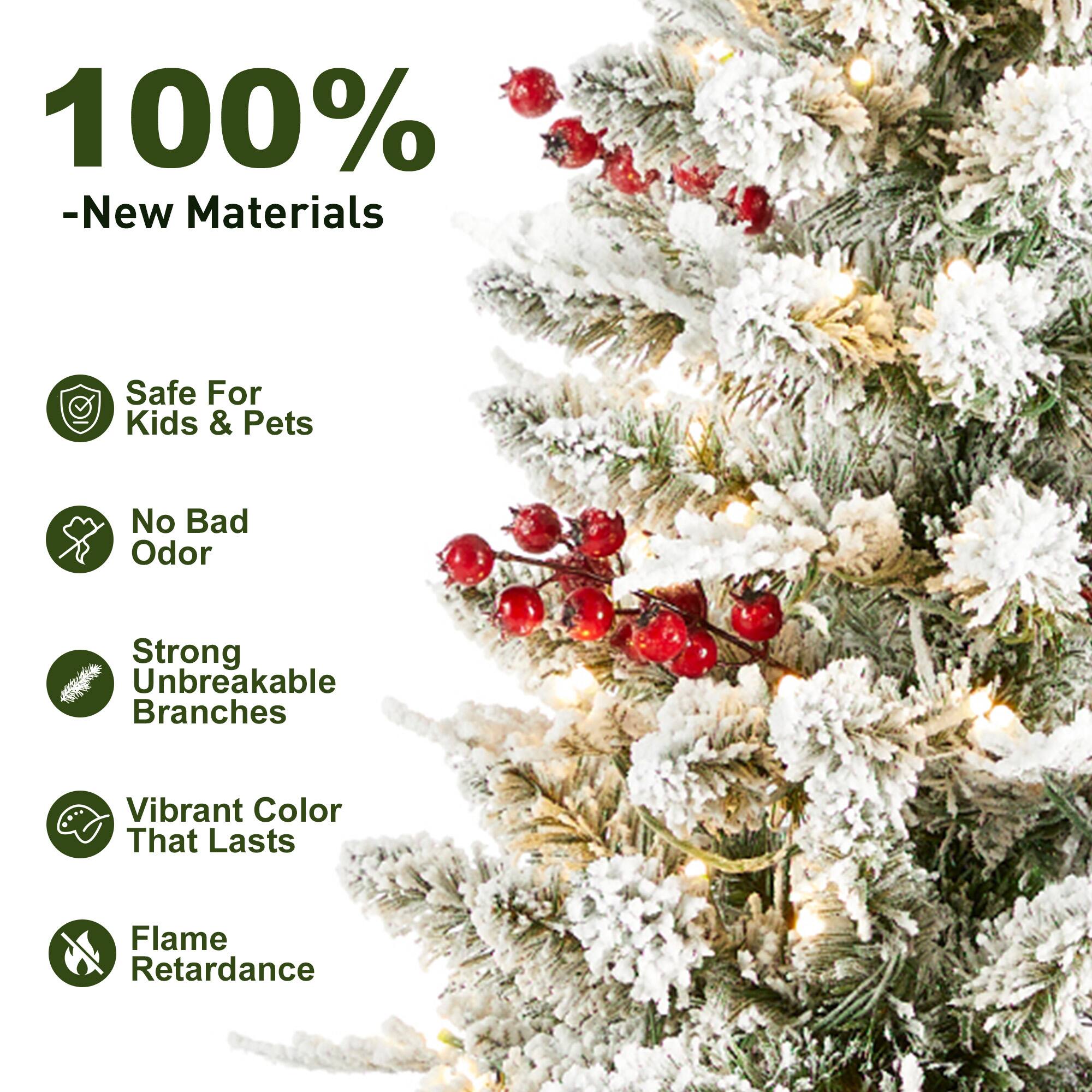 100% - New Materials  
Safe For Kids & Pets  
No Bad Odor  
Strong Unbreakable Branches  
Vibrant Color That Lasts  
Flame Retardance