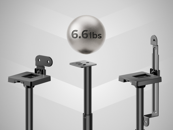 Alt View 3. Ultimea - Steady 400 Speaker Stands, Adjustable Height, Stable Aluminum Alloy Speaker Mounts for Surround Sound Systems - Black.