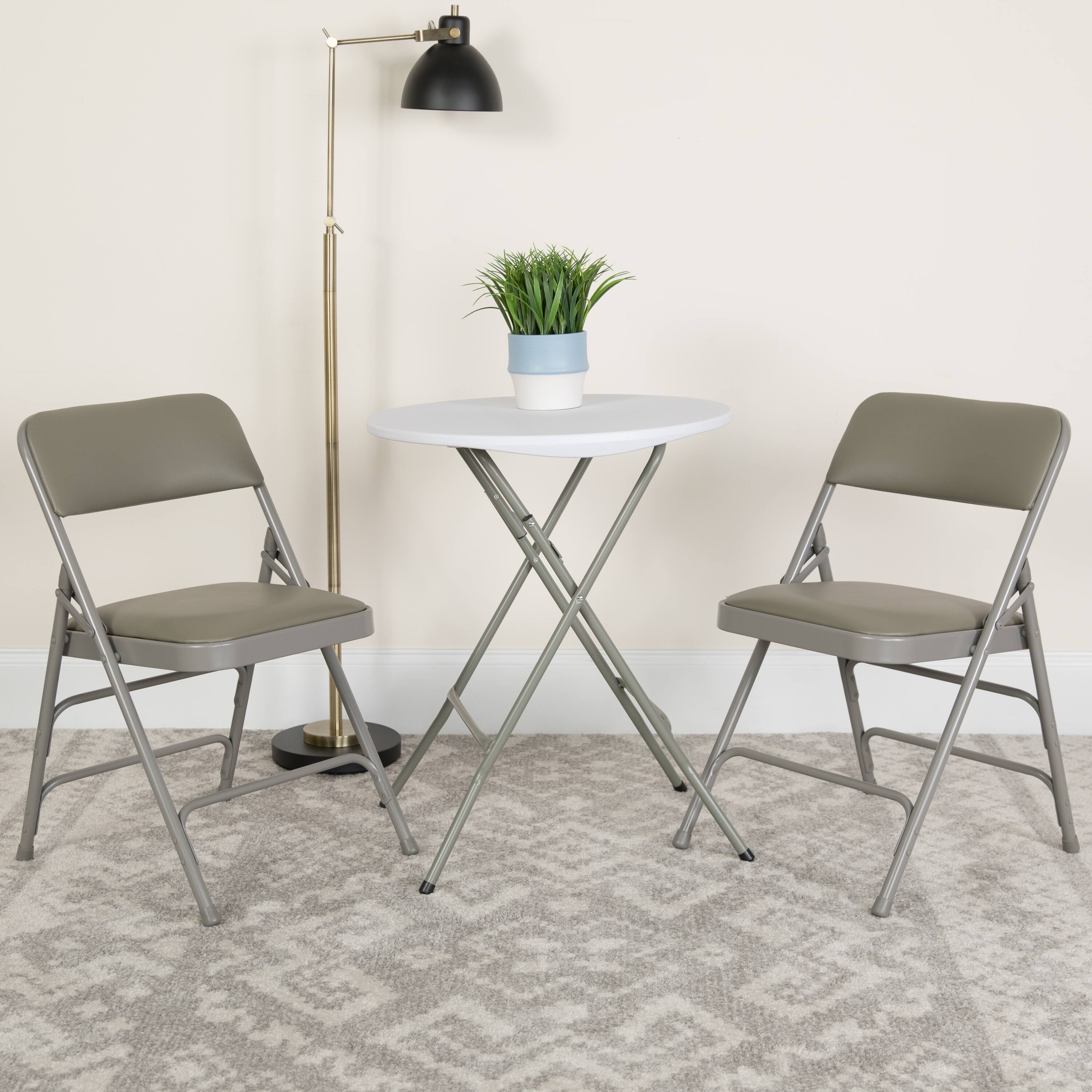 Alt View 2. Emma + Oliver - 2 Pack Home & Office Portable Party Events Padded Metal Folding Chair - Gray Vinyl/Gray Frame.