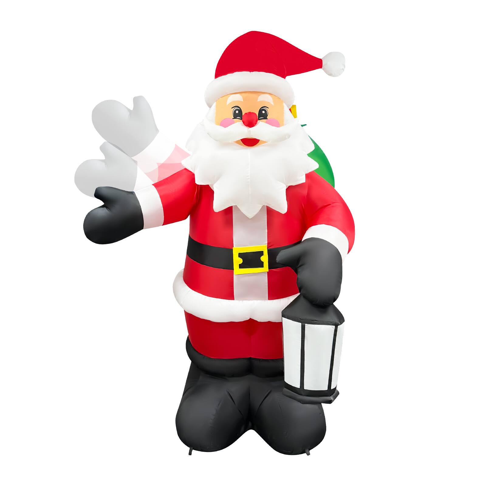 Front. GOOSH Inflatables - GOOSH 8.5FT Animated Waving Santa Inflatable with Lantern and LED Lights - Red.