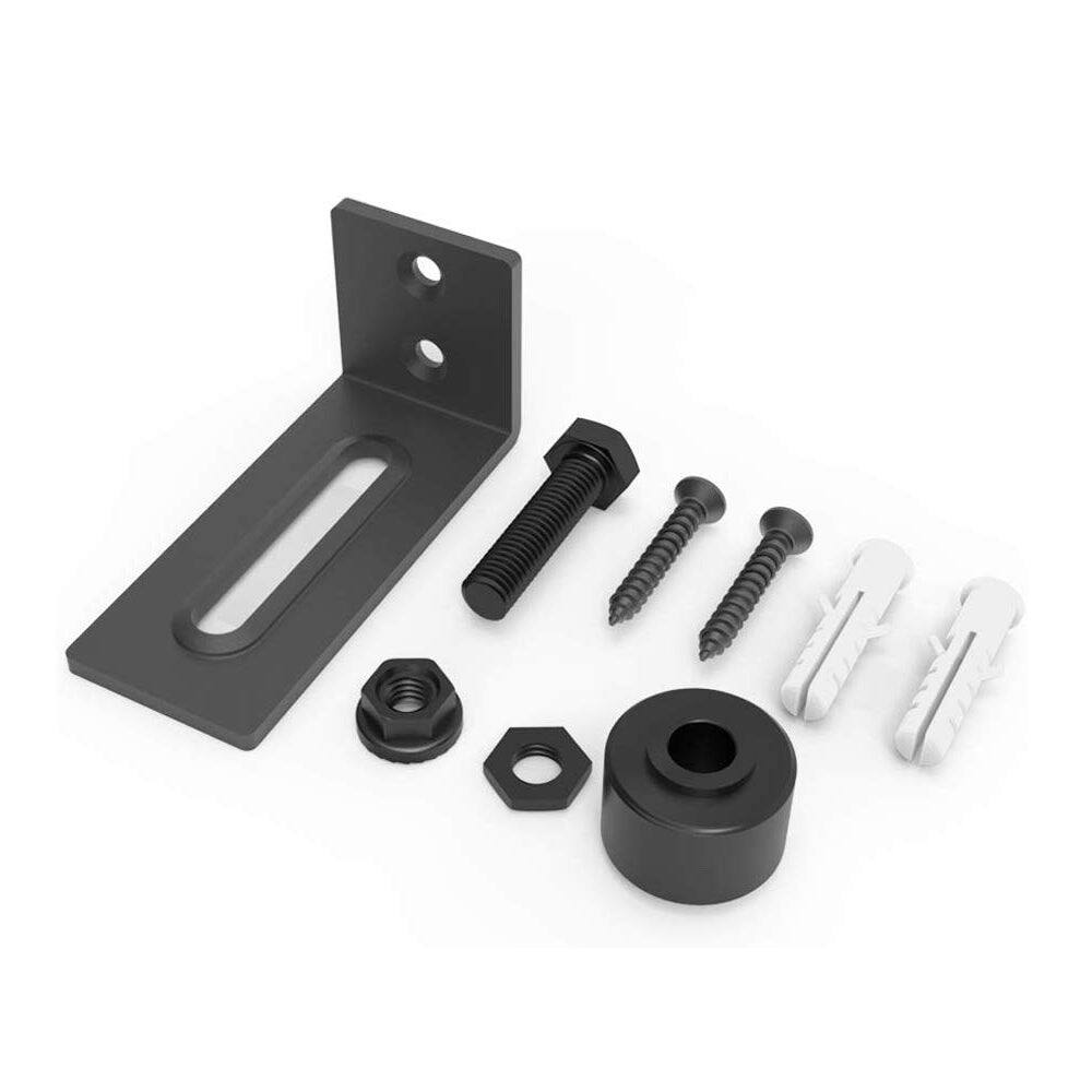 Alt View 4. Boyel Living - 3.66 in. Black Steel Adjustable Heavy-Duty Sliding Barn Door Floor Guide Hardware - Black.