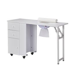 Winado - Foldable Manicure Table Nail Table Nail Desk Station with Electric Dust Collector & Drawers & Bottom Cabinet for Beauty - White