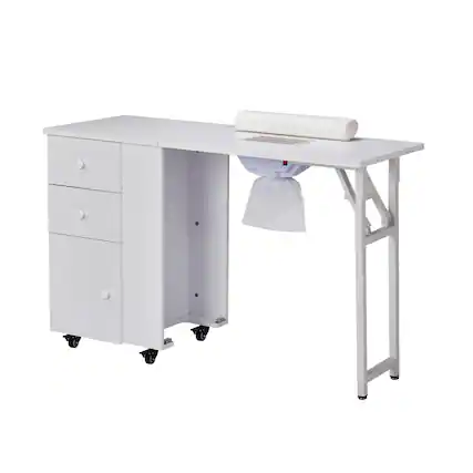 Front. Winado - Foldable Manicure Table Nail Table Nail Desk Station w/ Electric Dust Collector - White.