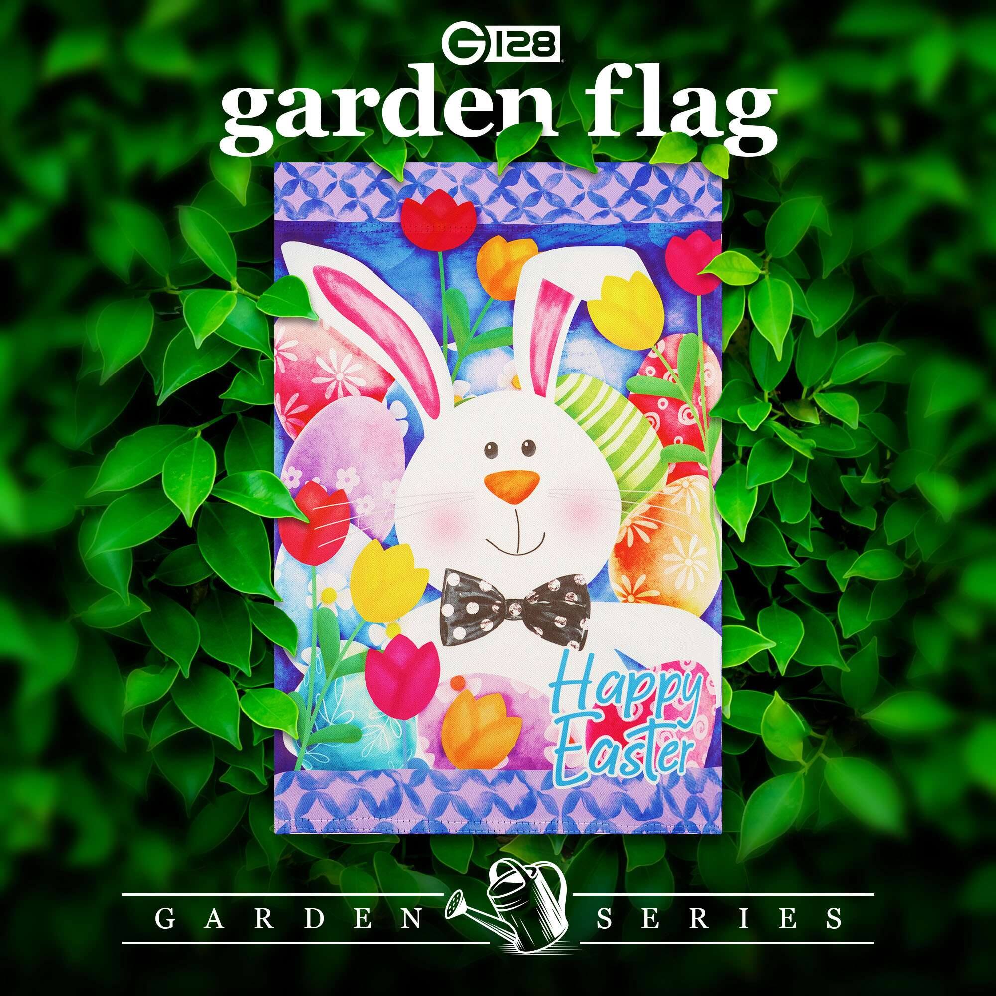 G 128 garden flag  
Happy Easter  
GARDEN SERIES