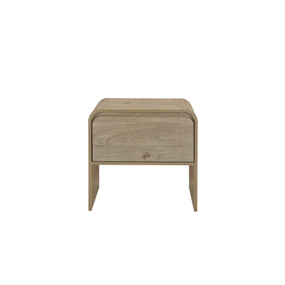 Left. New Classic Furniture - Mara 2-Piece Wood End Table/Bedside Table in Natural - Beige.