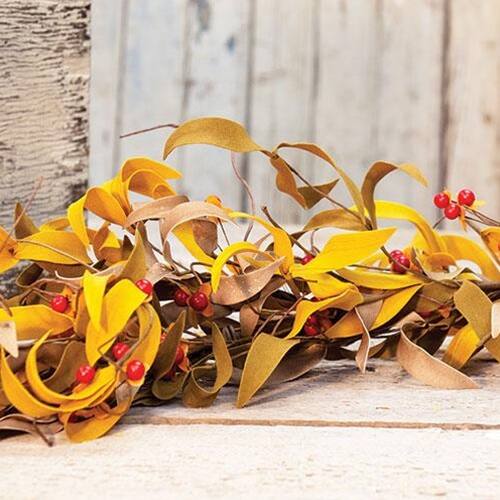 Left. BreeBe - Fall Herbs & Bittersweet Garland - 4 Ft. - Green.