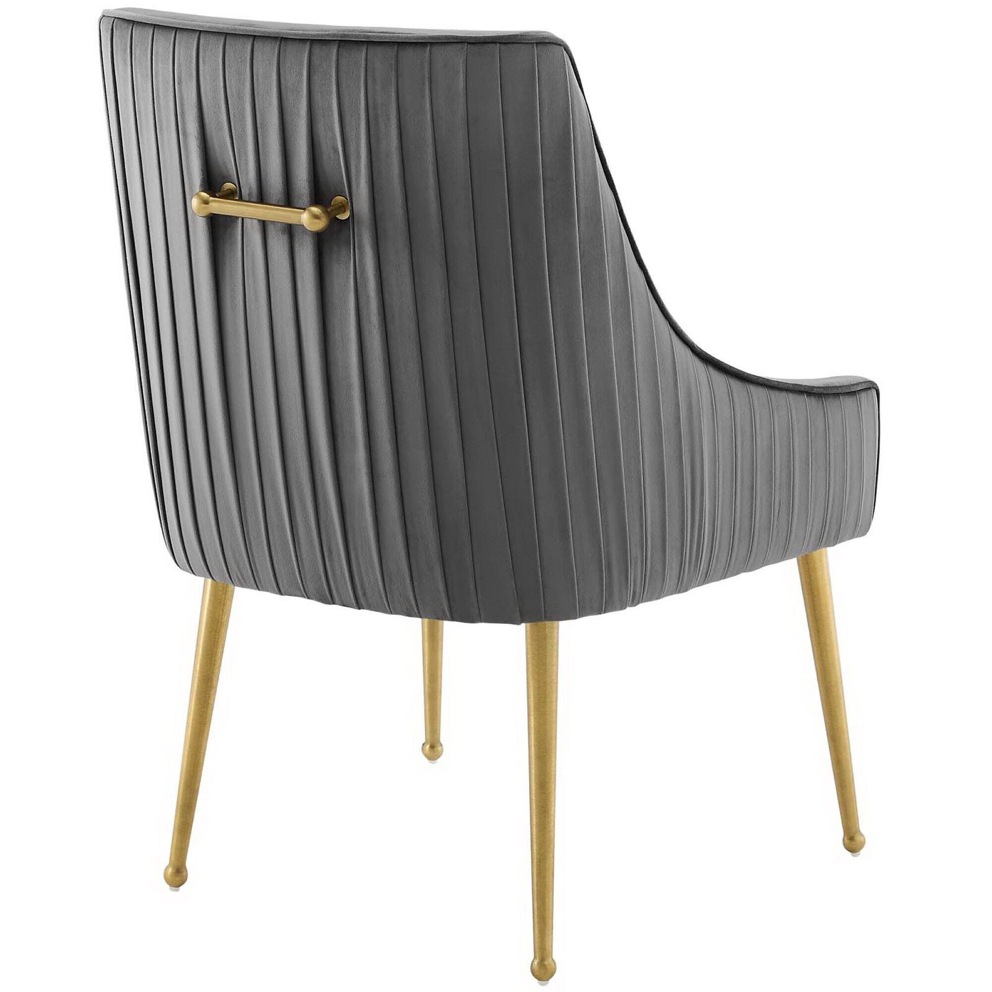 Left. Modway - Discern Pleated Back Upholstered Performance Velvet Dining Chair by Modway - Gray.
