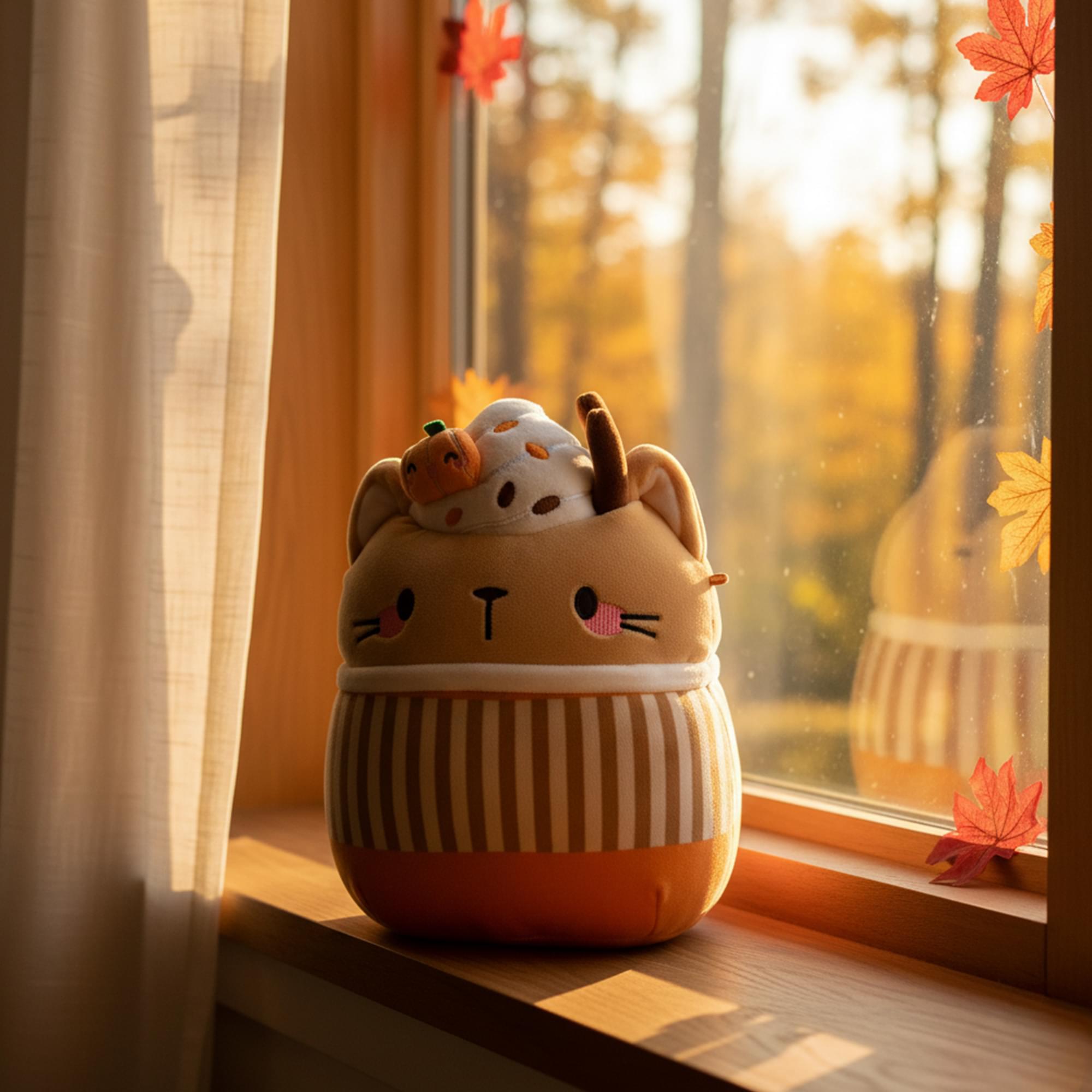 Alt View 3. Kellytoy - Squishmallows 8 Inch Plush | Cinda The Pumpkin Spice Latte Cat - Orange.