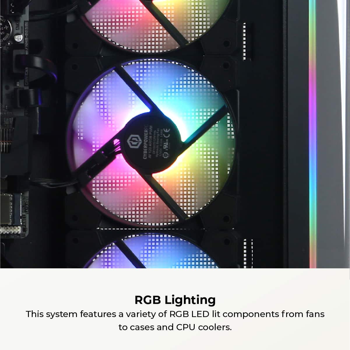 This system features a variety of RGB LED lit components from fans to cases and CPU coolers.