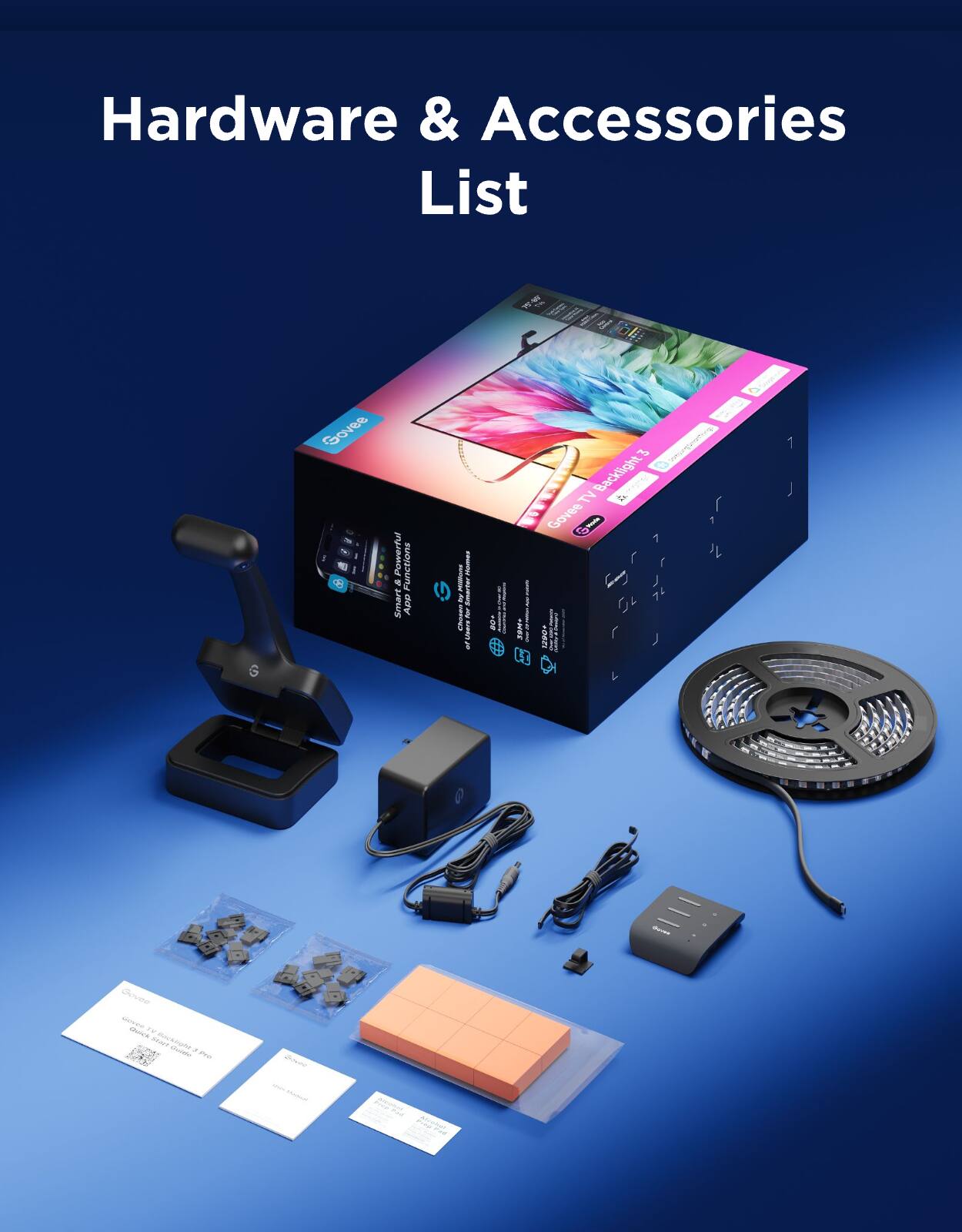 Hardware & Accessories List

- LG Govee TV Backlight 3
- Powerful Function
- Smart App Control
- 3M+ LED
- Chovne sier - cors - -. SUDS ud . m