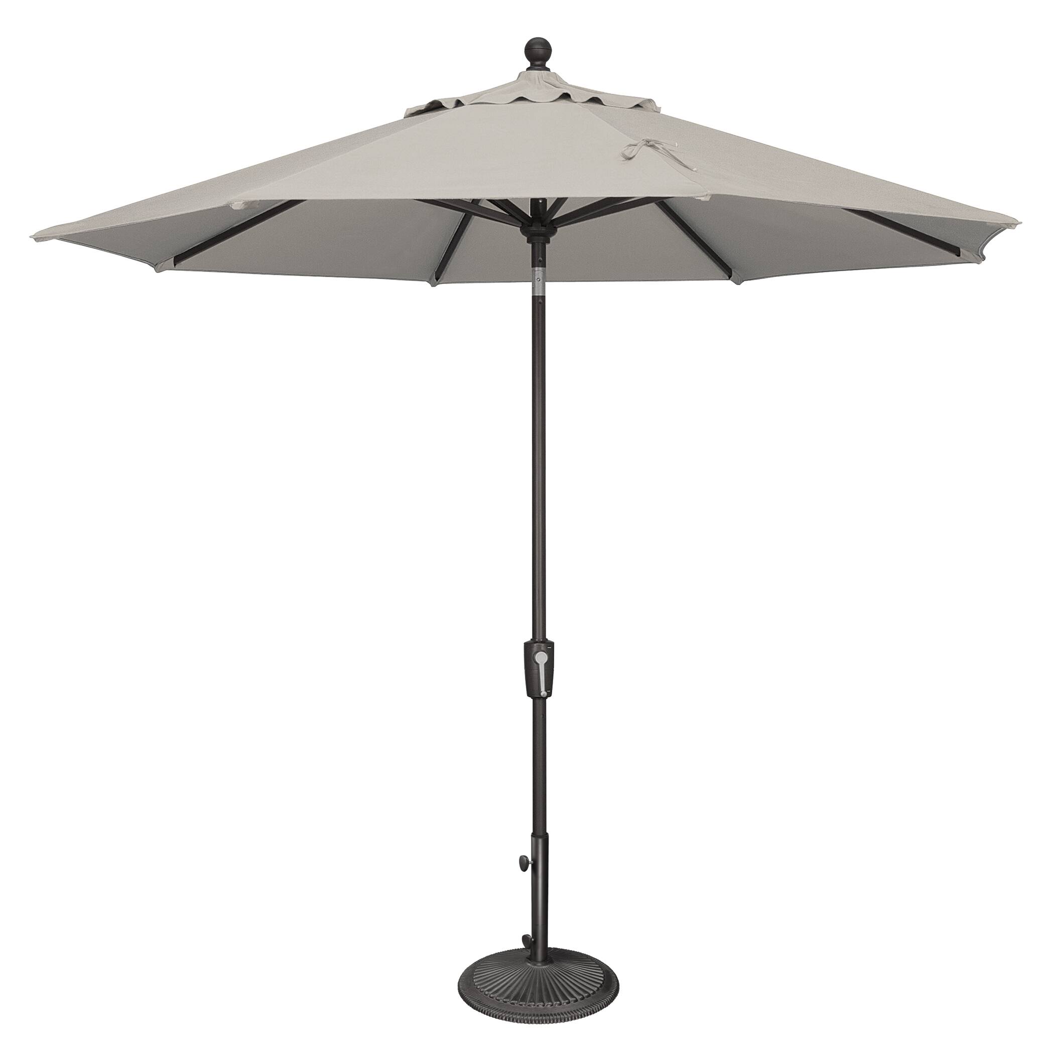 Mondawe - 9' Octagon Patio Umbrella Push Button Tilt Black Frame - Silver
