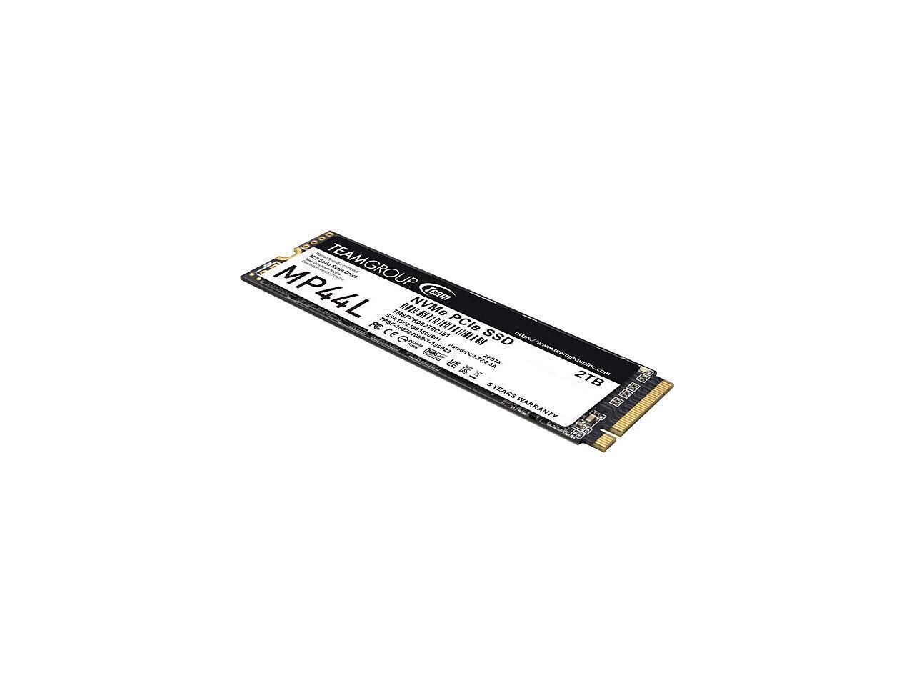 15000 1 028m TEAMGROUP -A -ie MP44L 7 AN TMAFP021O INE NVMe Teat PCle PC CE LNAESSRI 207 SSD GS - FOR23 noting_to_tribe neda A APBTE nnegn federga monen com # 2TB YEARS WARRANTY 1. AAN C

Corrected text:
TEAMGROUP MP44L NVMe PCIe SSD 2TB 5 YEARS WARRANTY
