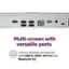 The text on the image reads: "Multi-screen with versatile ports. Access versatile connectivity with USB-A, HDMI, Wi-Fi 6 and Bluetooth 5.2."