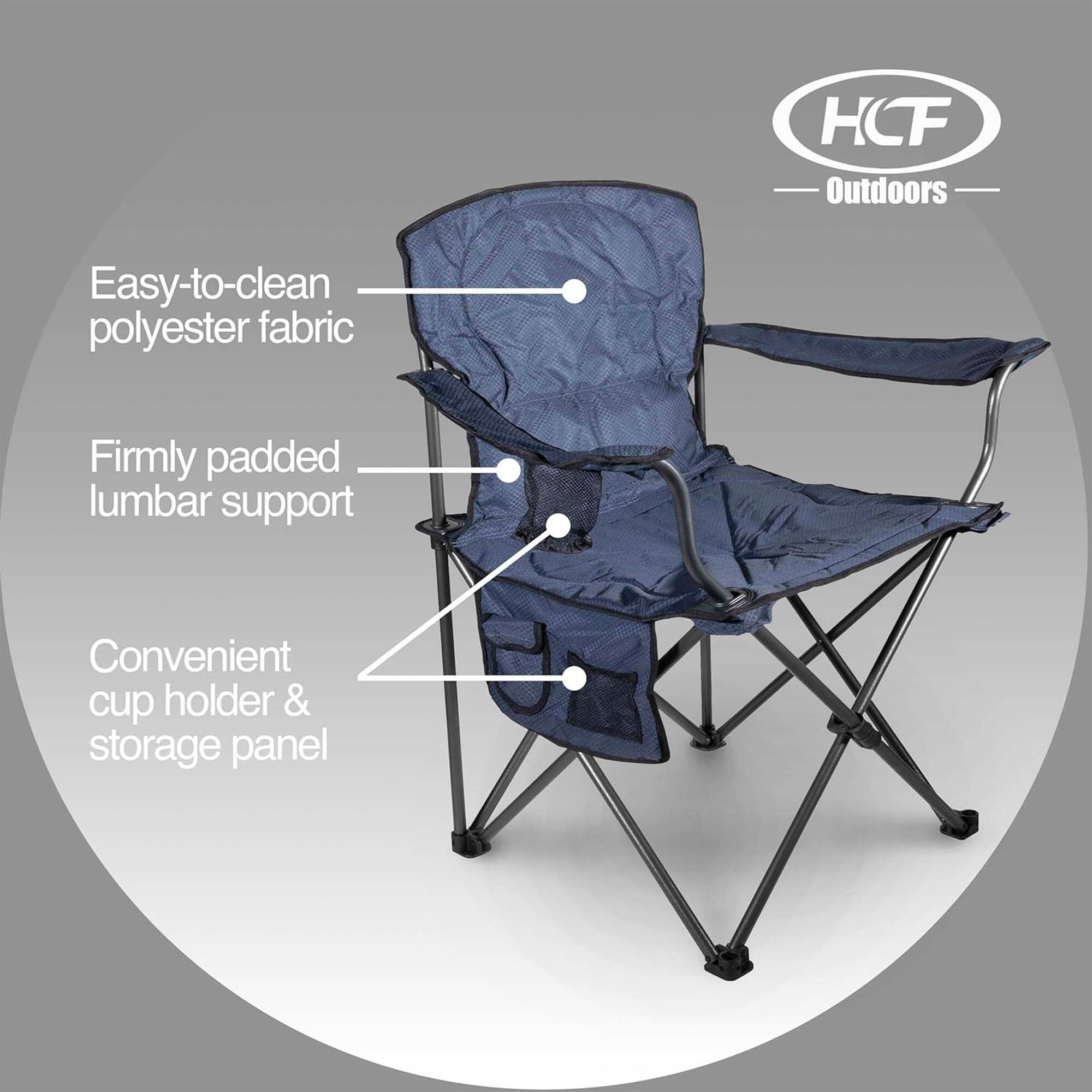 HCF Outdoors

- Easy-to-clean polyester fabric
- Firmly padded lumbar support
- Convenient cup holder & storage panel