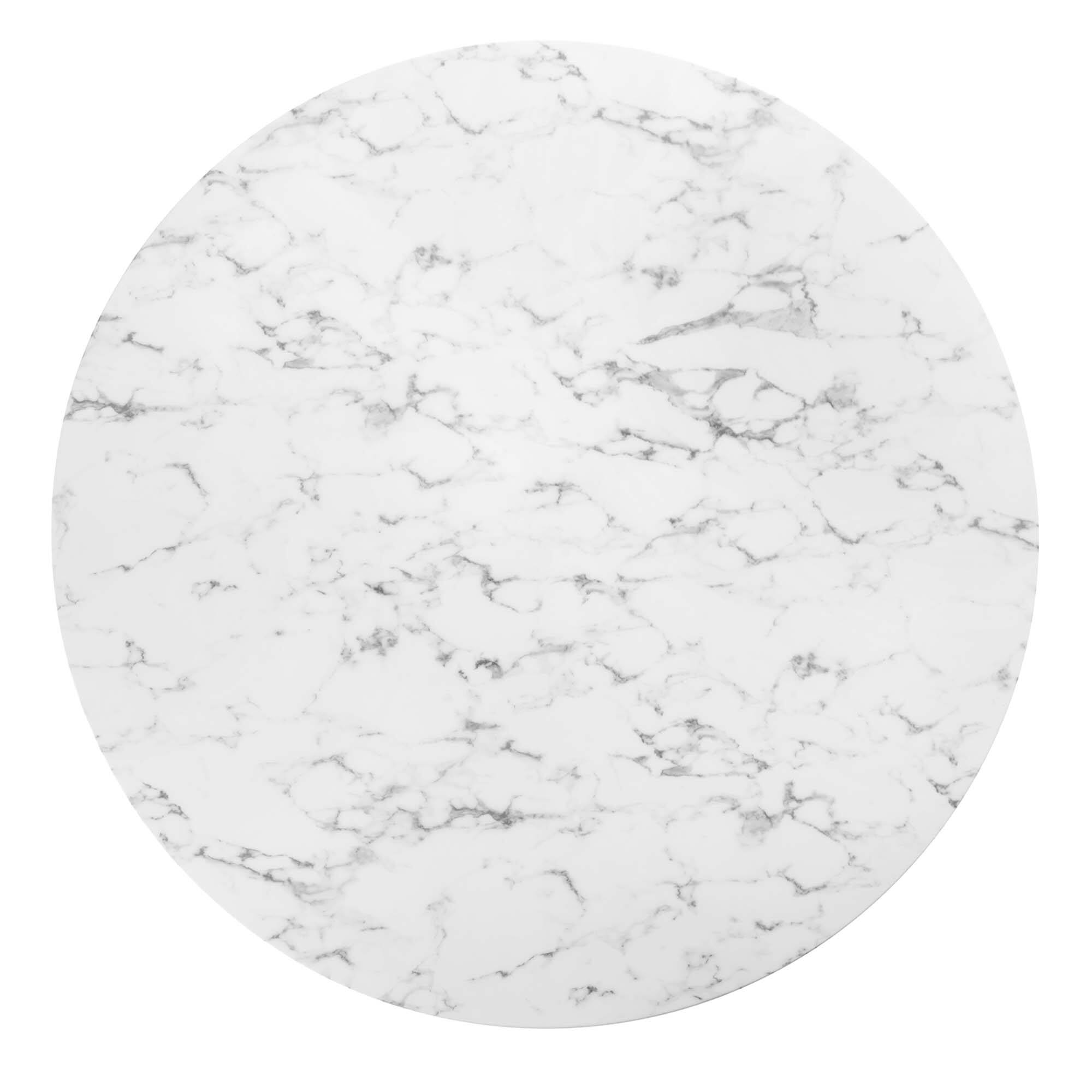 Back. Modway - Lippa 60" Round Faux Marble Dining Table by Modway - Gold White.