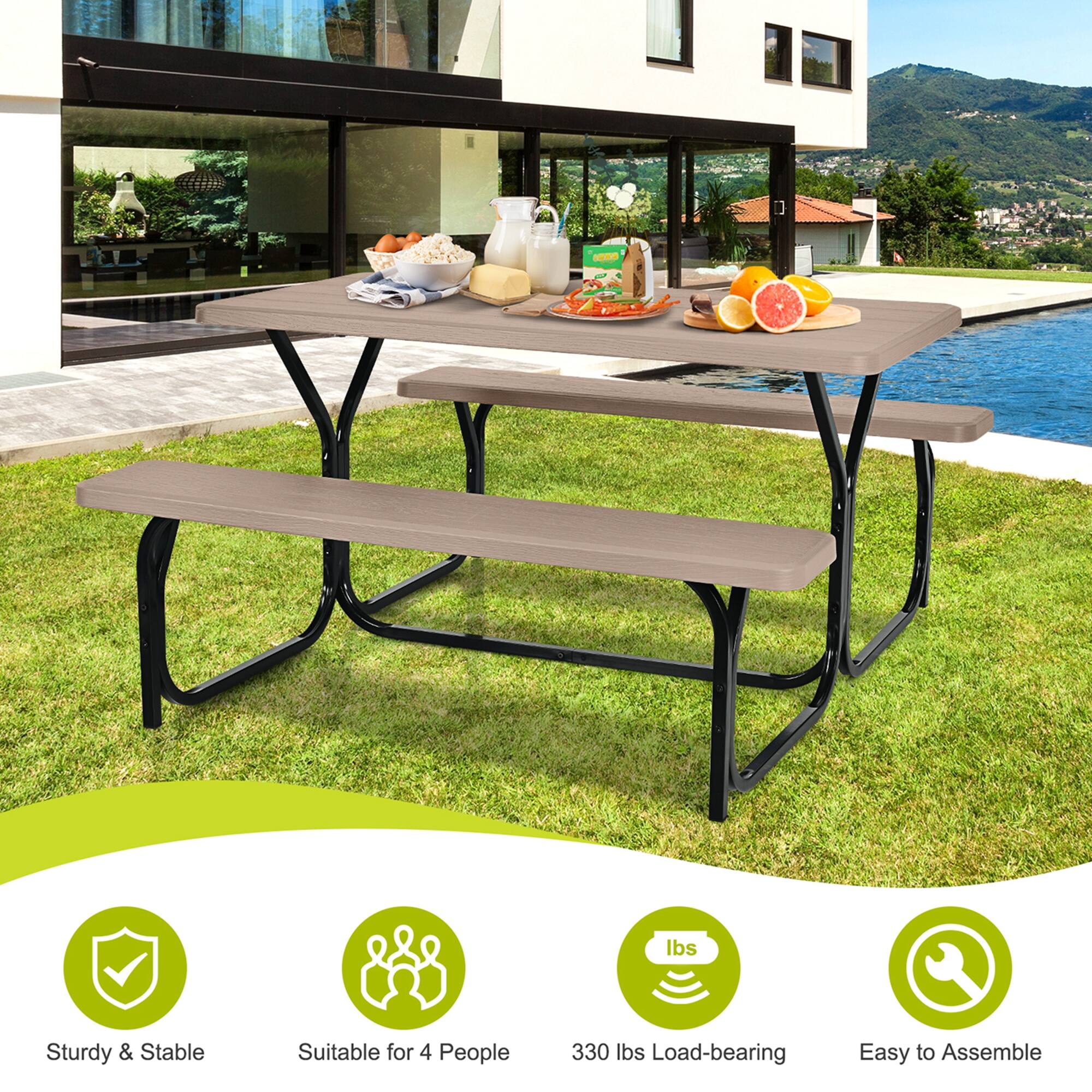 330 lbs Load-bearing, Sturdy & Stable, Suitable for 4 People, Easy to Assemble