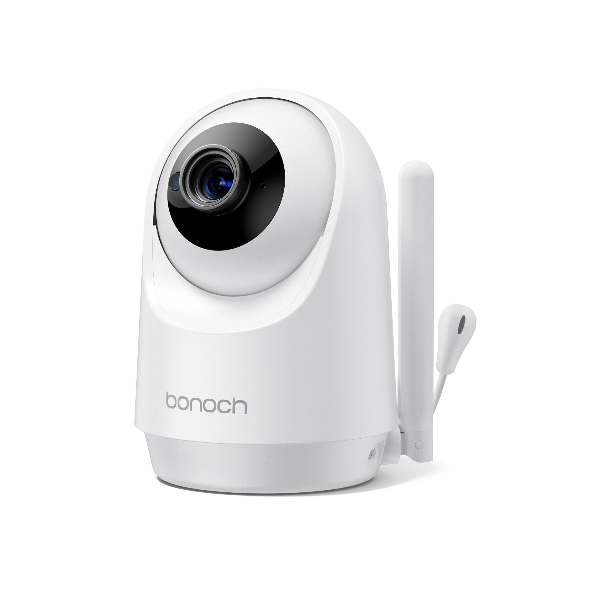 Back. bonoch - 1440p Baby Monitor with 2 Cameras and 5.5'' Split Screen 240h Lasting No WiFi with Camera Stand - White.