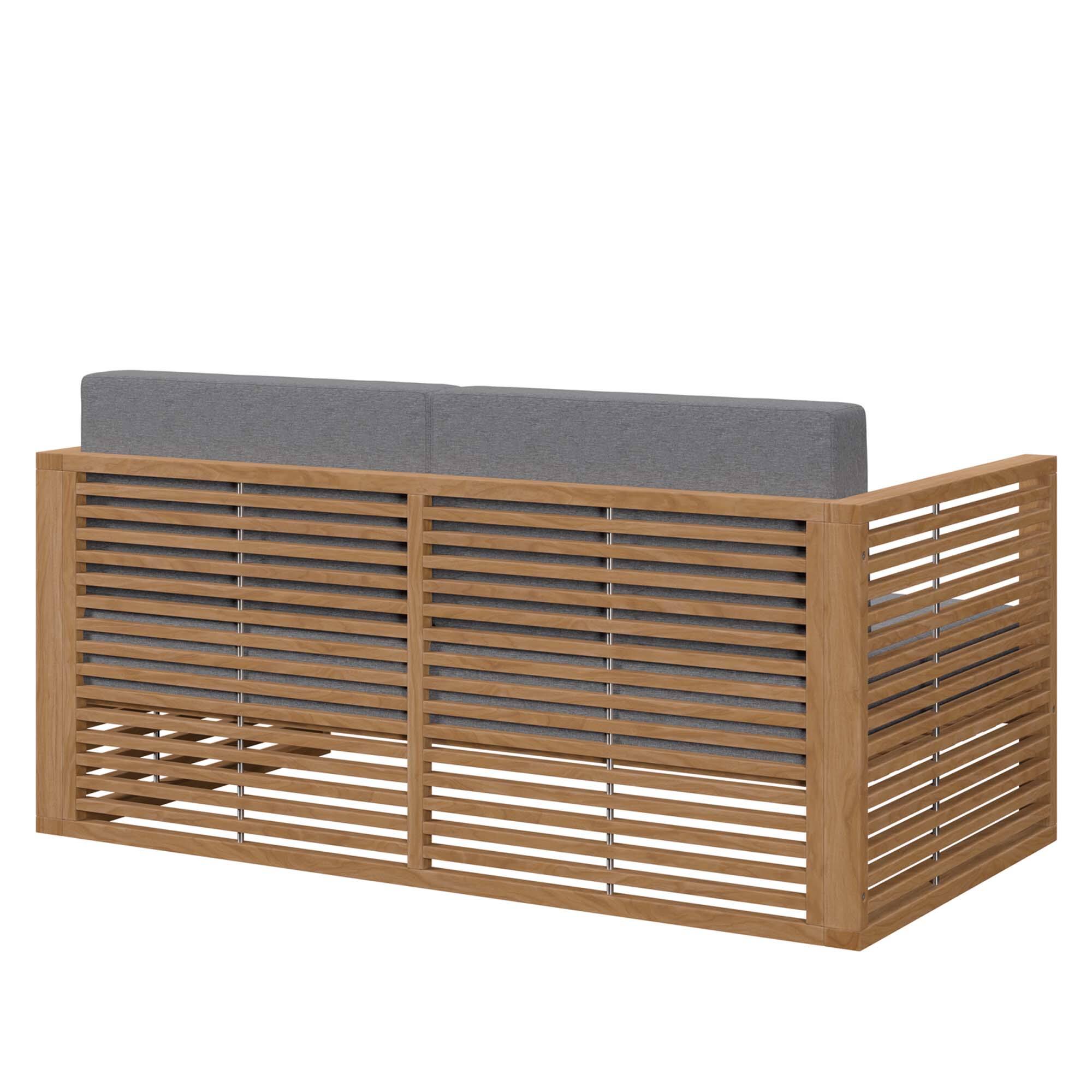 Alt View 2. Modway - Carlsbad Teak Wood Outdoor Patio Loveseat by Modway - Natural Gray.