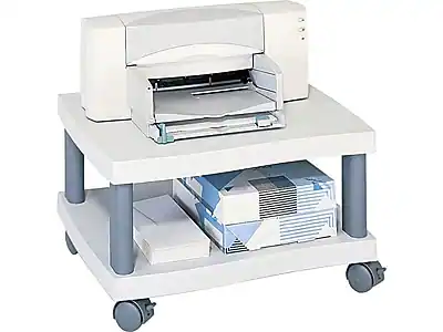 Front. Safco - Wave 2-Shelf Plastic/Poly Mobile Printer Stand with Lockable Wheels - Light Gray/Charcoal.