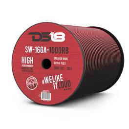 DS18 Audio - 16-Gauge Speaker Wire, 1000 ft Spool - Red and Black