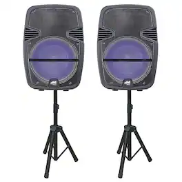 Naxa - Refurbished Excellent - Dual 15" Bluetooth TWS Party Speakers