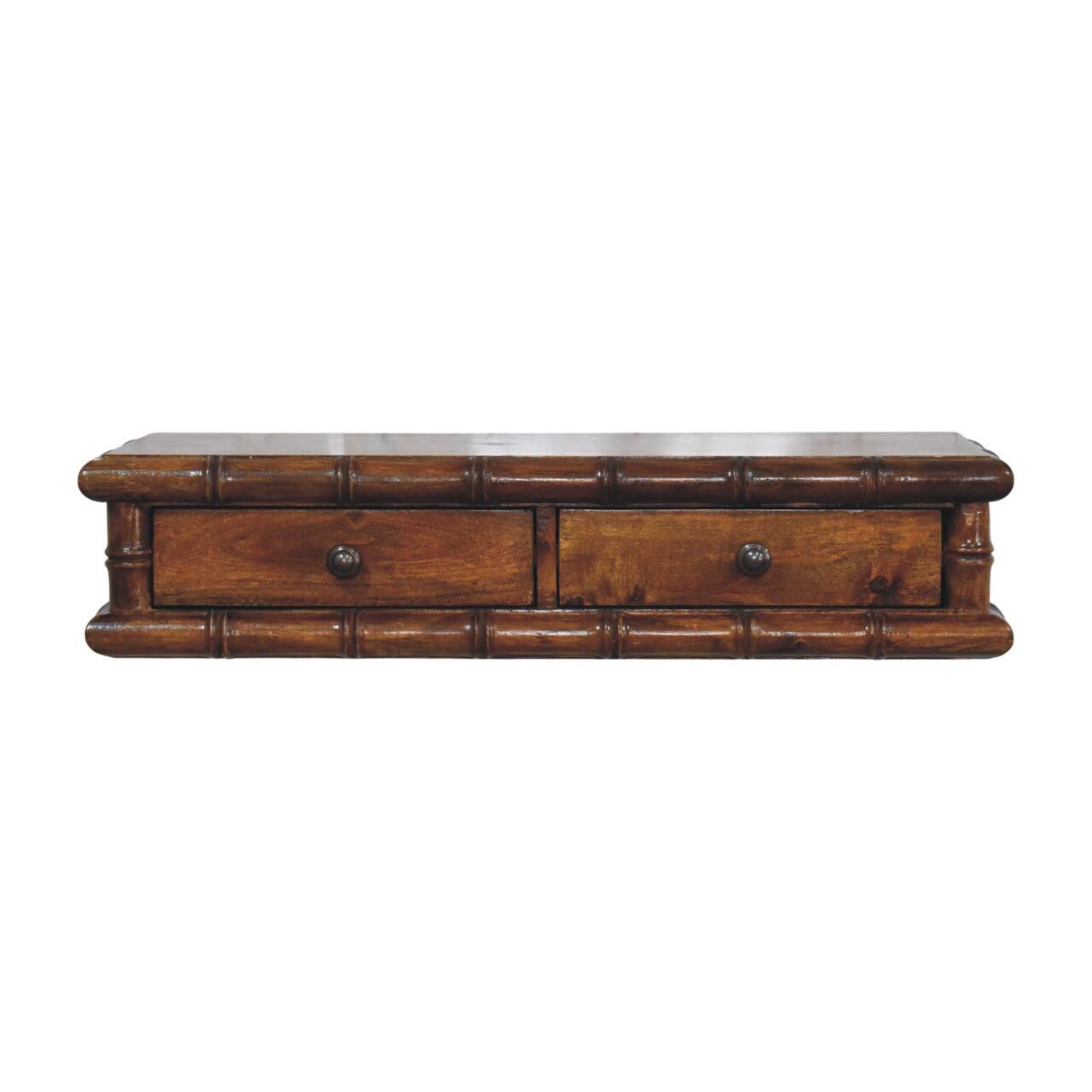 Angle. Artisan Furniture - Artisan Furniture Solid Wood Bamboo Two Drawer Console Table, Brown - Brown.
