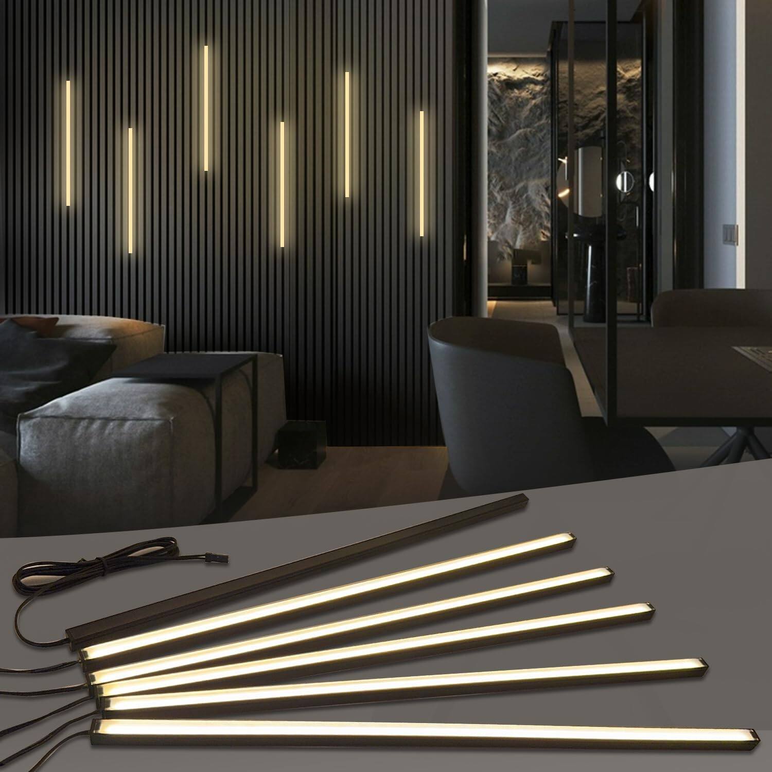 Front. Schertz - Black LED Recessed Lighting Kit, 6-Piece, 3000K Warm White, Dimmable, Touch Switch.