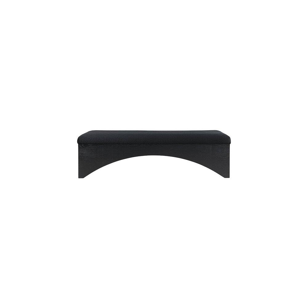 Alt View 2. Meridian Furniture - Lawson Black Velour Fur Fabric Bench - Black.
