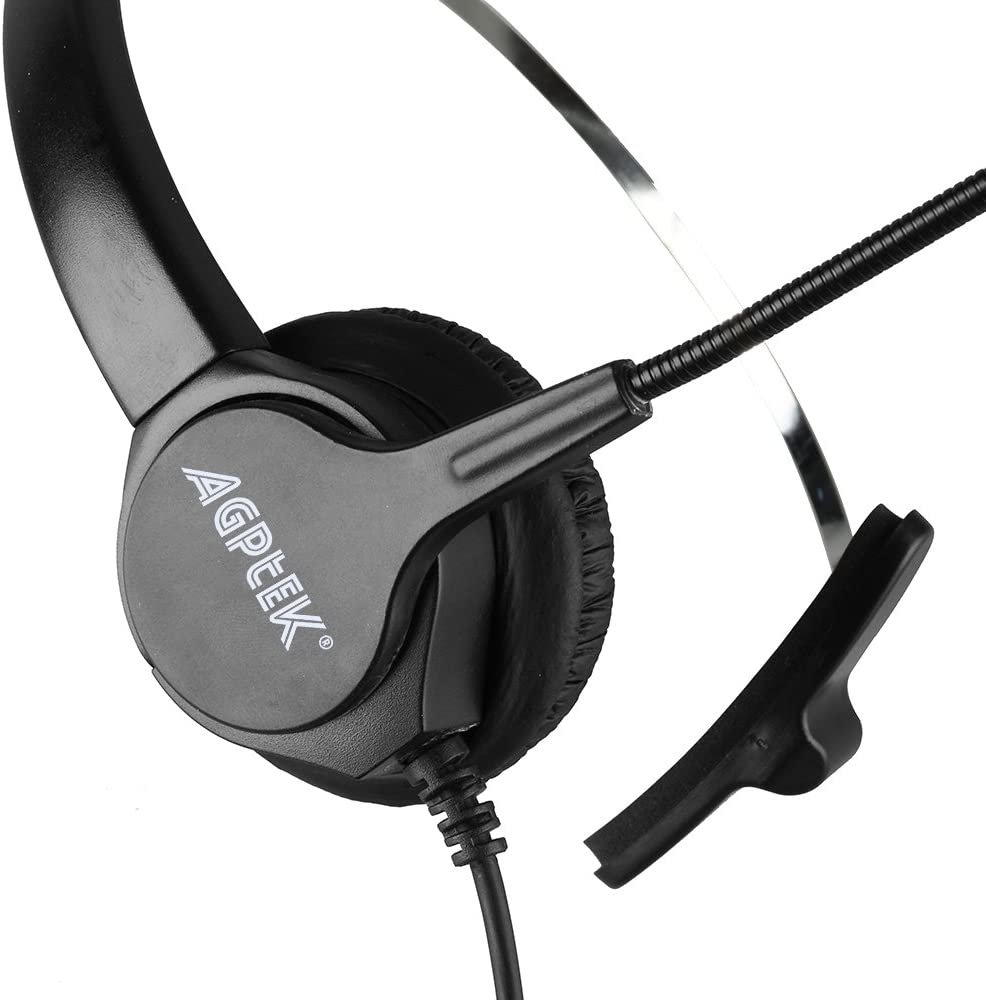 Alt View 3. AGPtek - Call Center Hands-Free Noise Cancelling Corded Monaural Headset with Mic Mircrophone - Black.