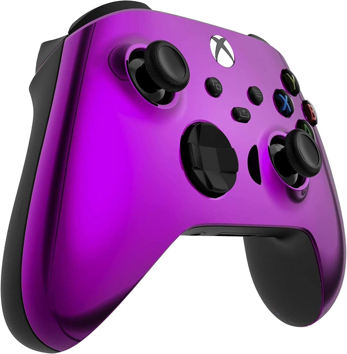 Left. Custom Controllerzz - Custom Wireless Controller for Xbox Series X|S, Xbox One, & PC - Purple Chrome.