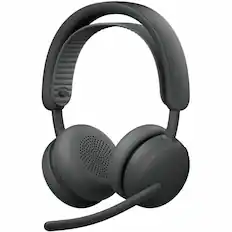 Front. Logitech - Logitech Zone Wireless 2 ES - Noise-Canceling Wireless Headset with Adaptive Hybrid ANC, Bluetooth, Graphite - Stereo - Graphite.