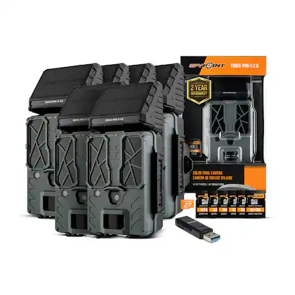 A SPYPOINT FORCE-PRO-S 2.0 2 YEAR WARRANTY | CE
FORCE-PRO-S 2.0
SOLAR TRAIL CAMERA
CAMERA DE CHASSE SOLAIRE
48 MP PHOTOS | 4K VIDEO
32 GB
2 YEAR WARRANTY
