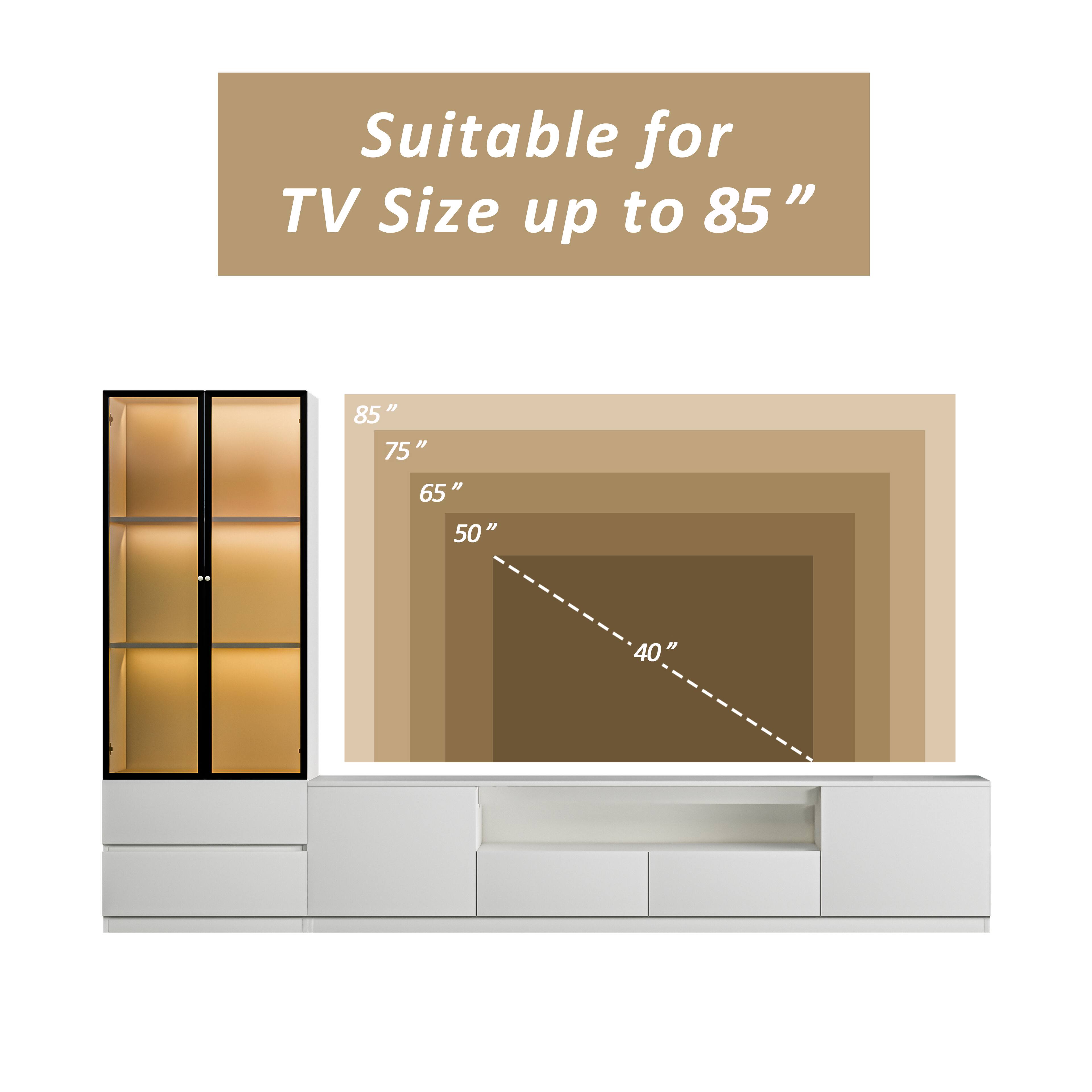 Suitable for TV Size up to 85" - 85", 75", 65", 50", 40".